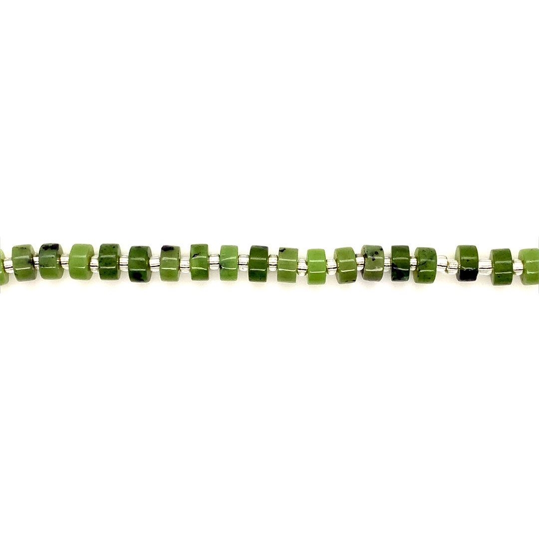 2.5mm x 6mm Green Jasper Heishi - Rondelles