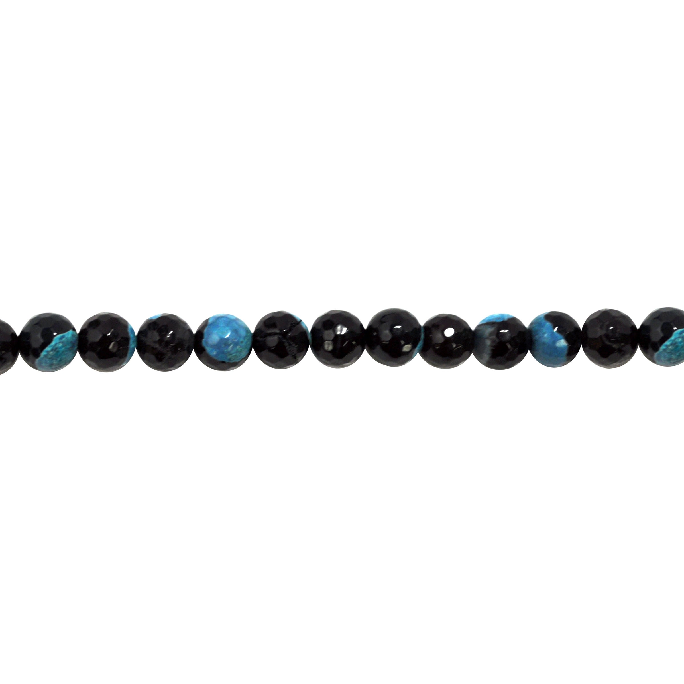 12mm Black & Blue Fire Agate- Faceted