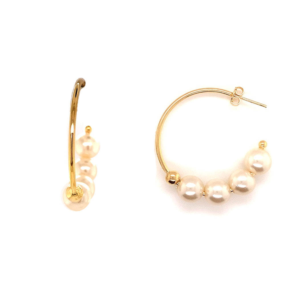 1.5mm x 34mm Pearl Hoops - Gold Filled