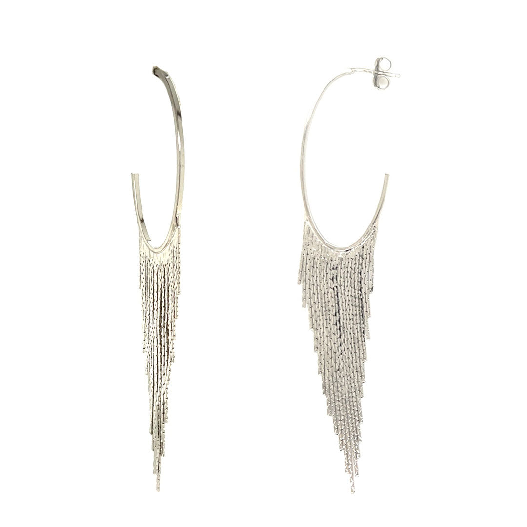 1.5mm x 90mm Dangling Hoop Earring - Silver