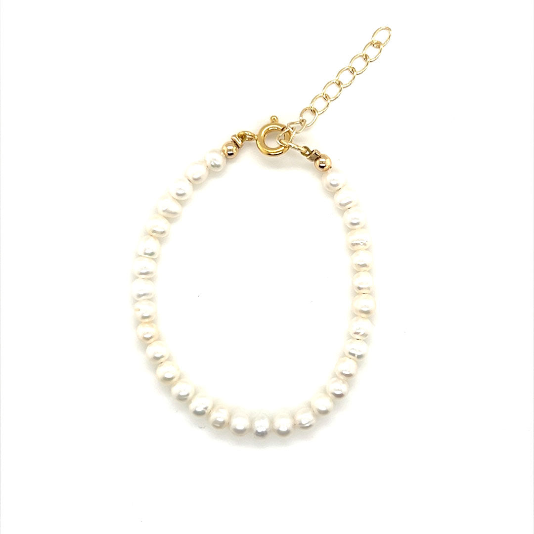 4mm Pearl Beaded Bracelet - 5" + 1" Extension