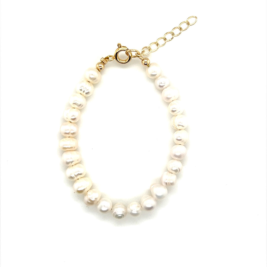 6mm Pearl Beaded Bracelet - 5" + 1" Extension