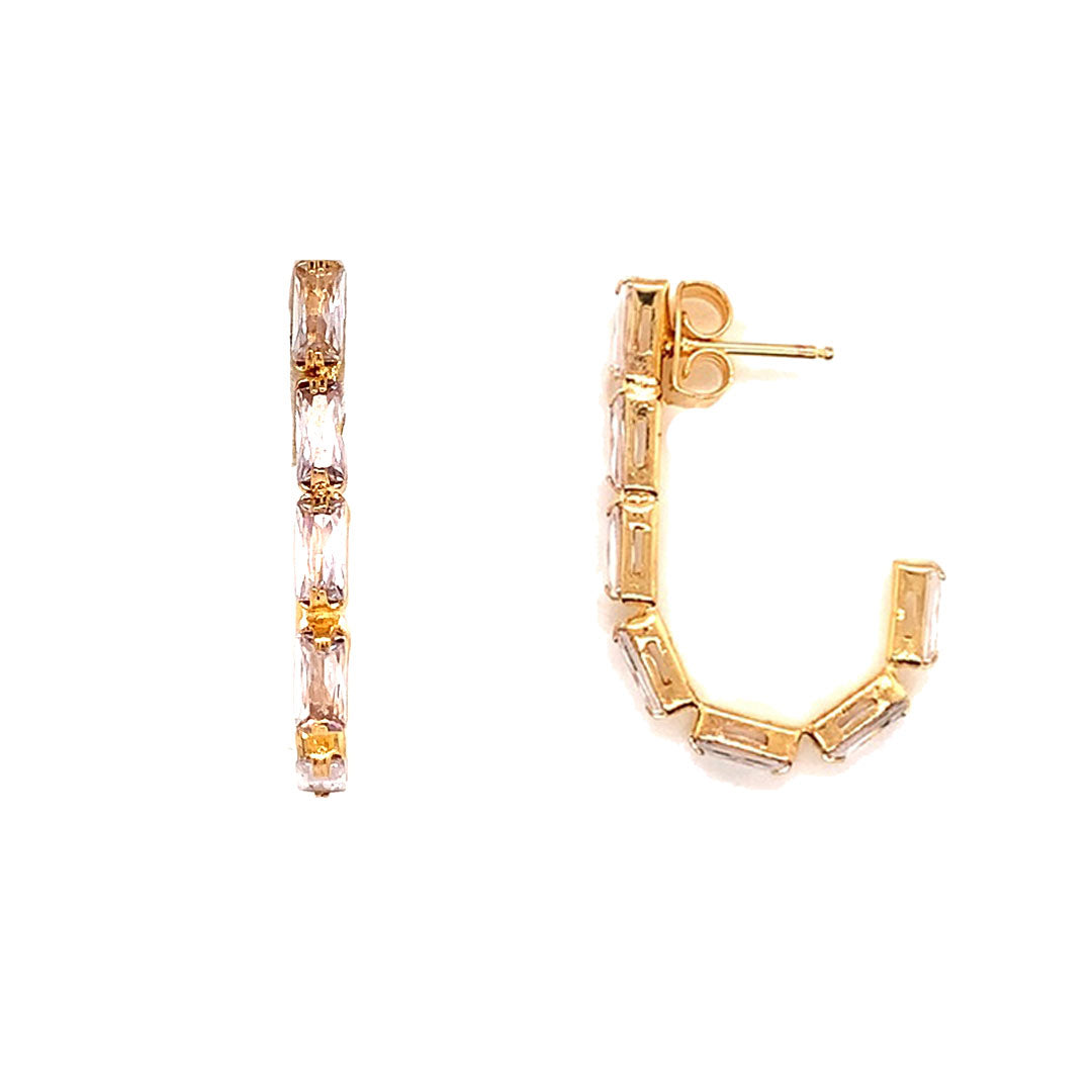 CZ Cross Dangling Earrings - Gold Filled