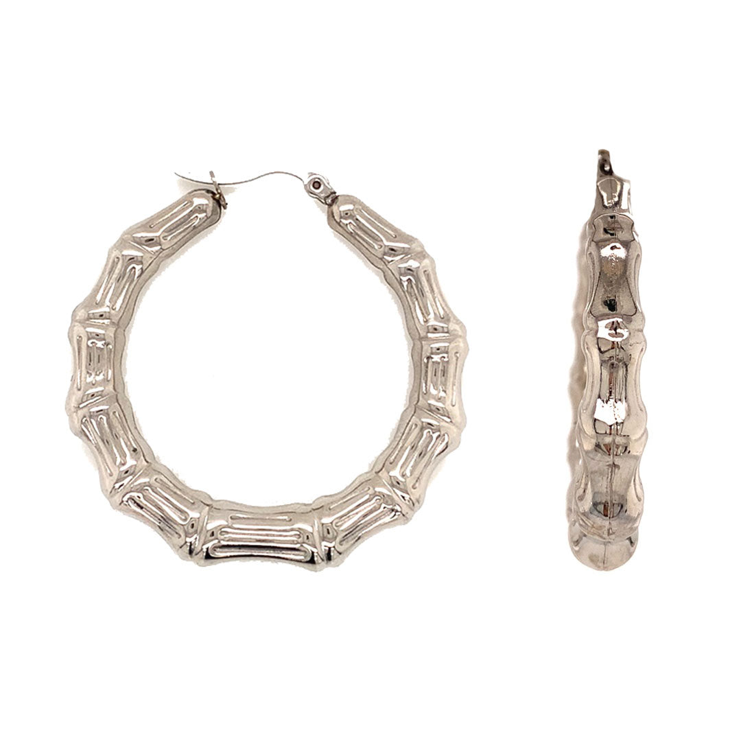 6mm x 45mm Bamboo Hoop - Stainless Steel