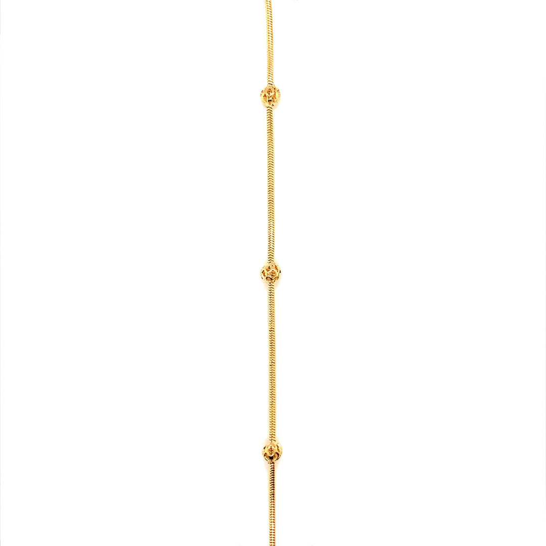 16" 1mm Snake Chain with Ball Accents - Gold Filled