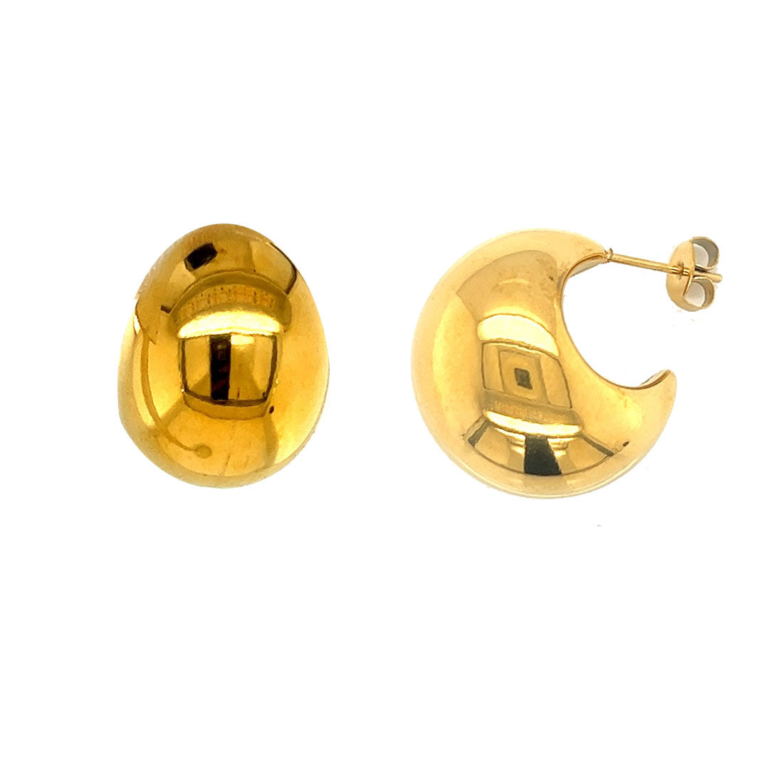 15mm x 23mm Curve Hoop Studs - Stainless Steel - Gold Plated