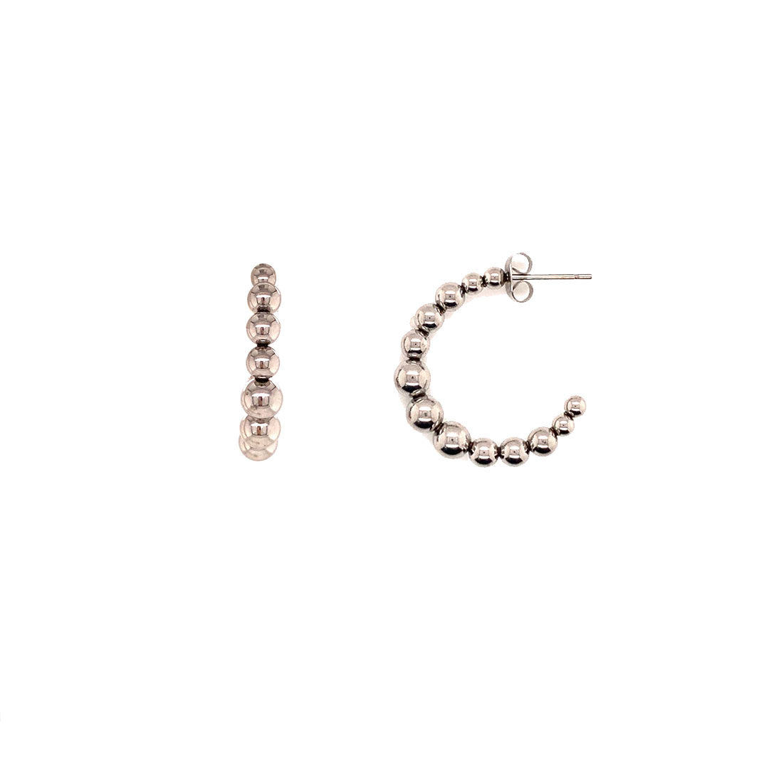5mm x 27mm Beaded Hoop - Push back - Stainless Steel