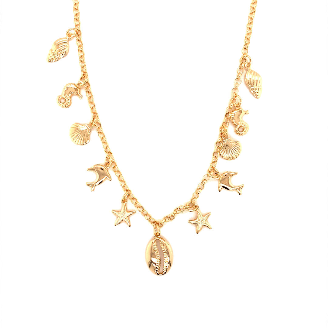 12.5"  Sea Shell Charm Choker - Gold Filled