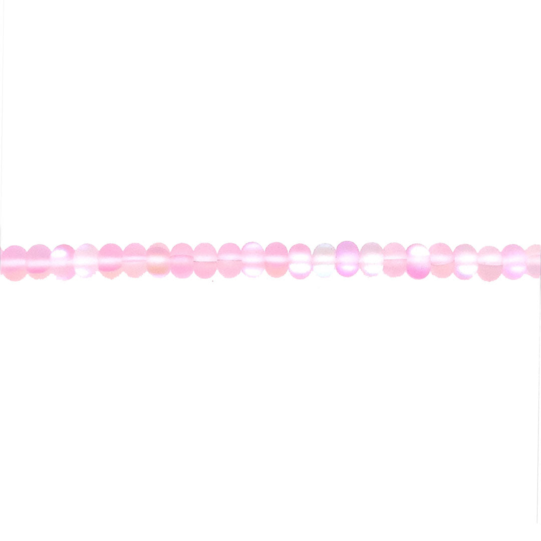 4x6mm Light Pink Frosted Opal Glass Beads - Rondelle