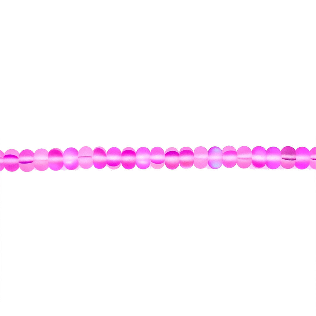 4x6mm Orchid Frosted Opal Glass Beads - Rondelle