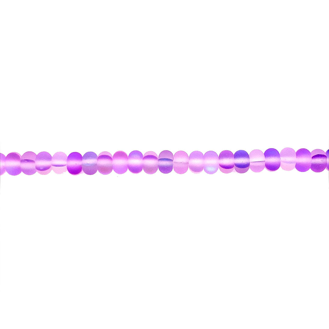 4x6mm Purple Frosted Opal Glass Beads - Rondelle