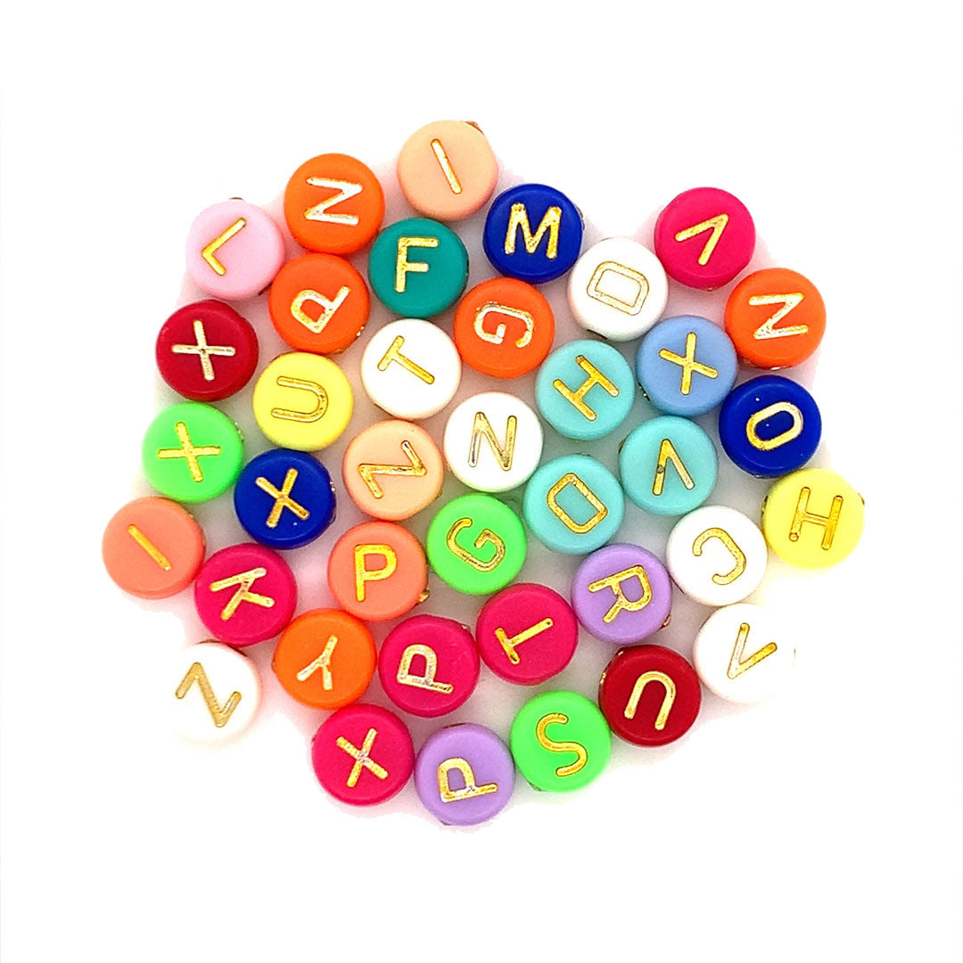 7mm Multicolor Initial Acrylic Beads