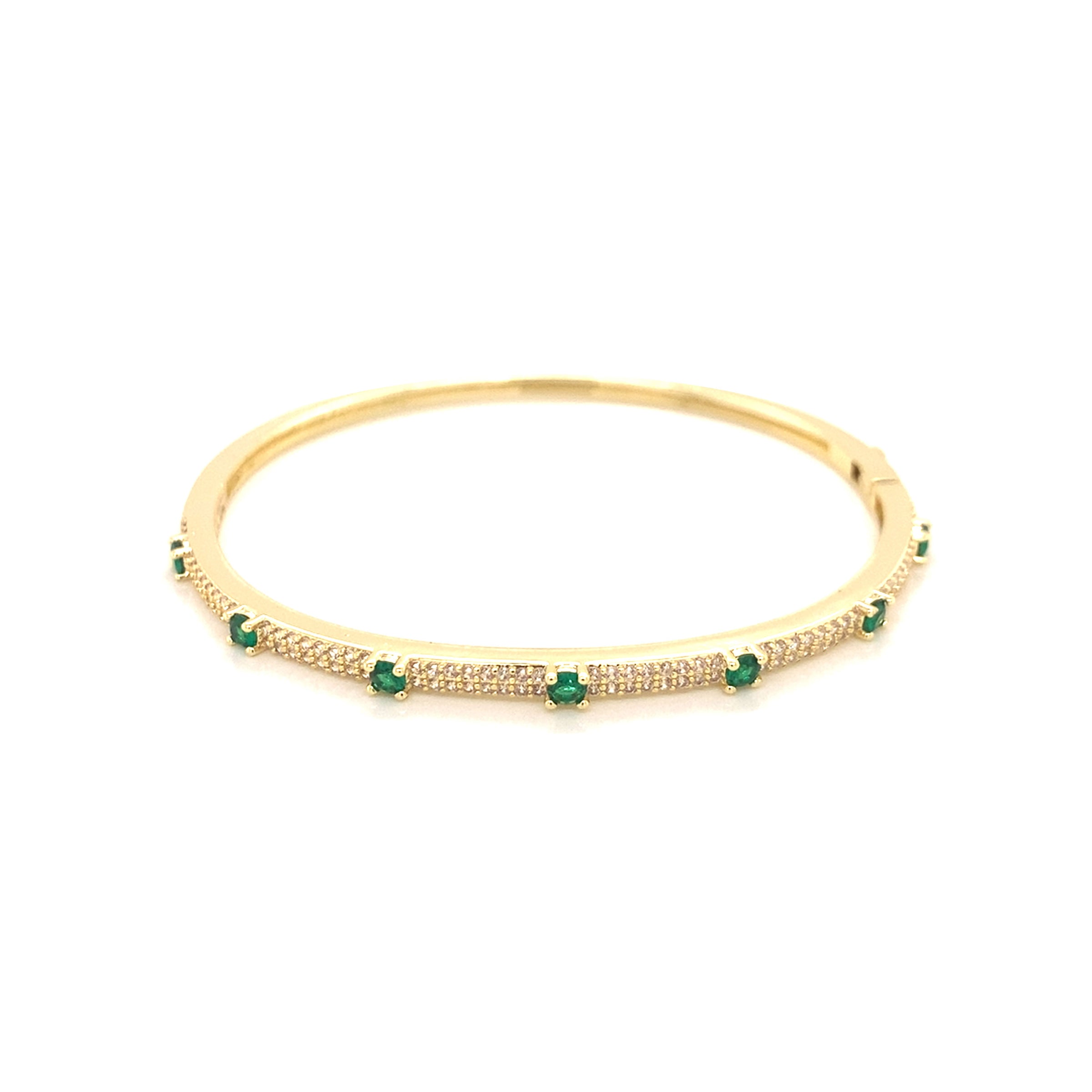 CZ Emerald Bangle - Gold Plated