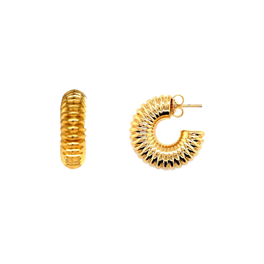 8mm x 25mm Ringed Hoop - Gold Plated