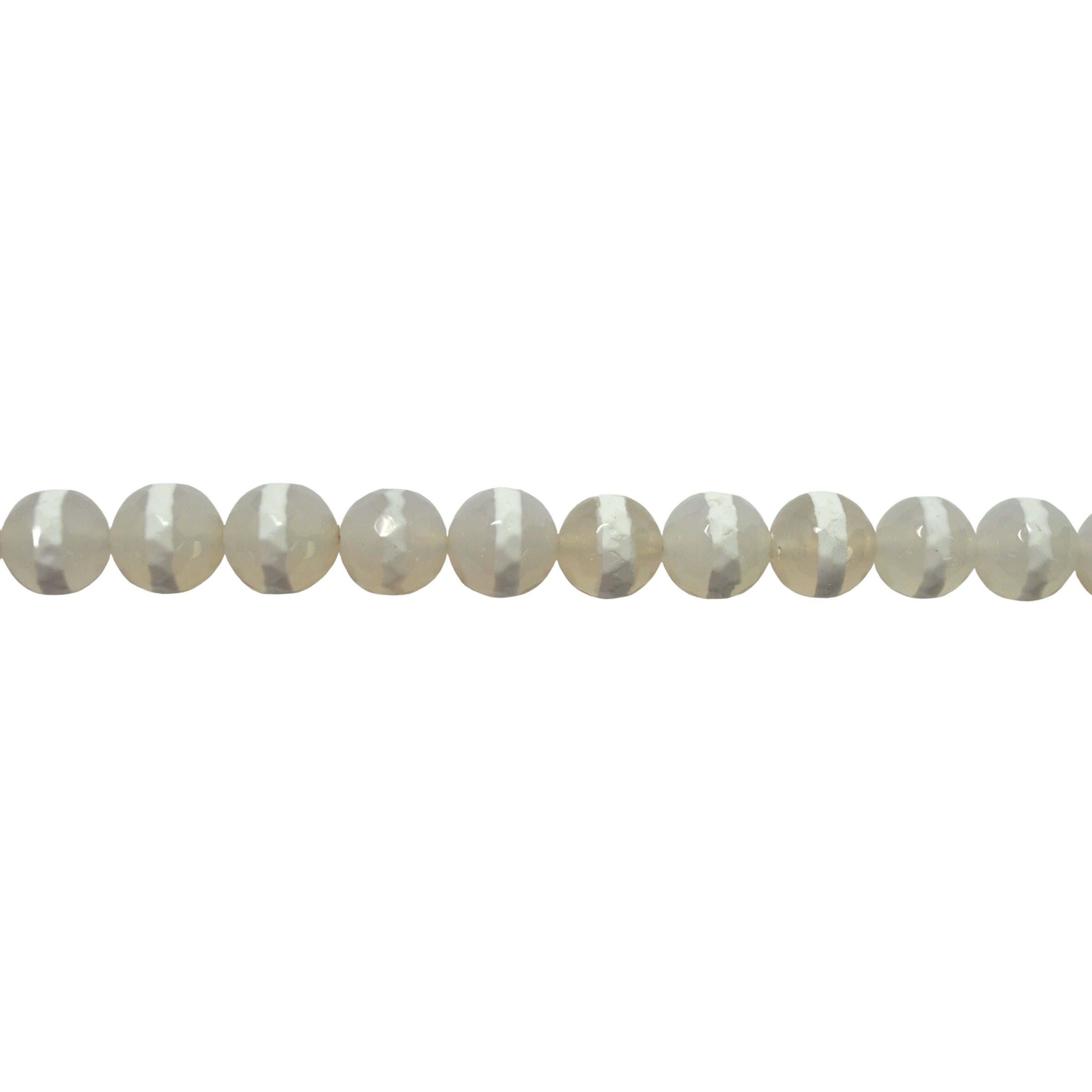 12mm Tibetan White Striped Agate - Faceted