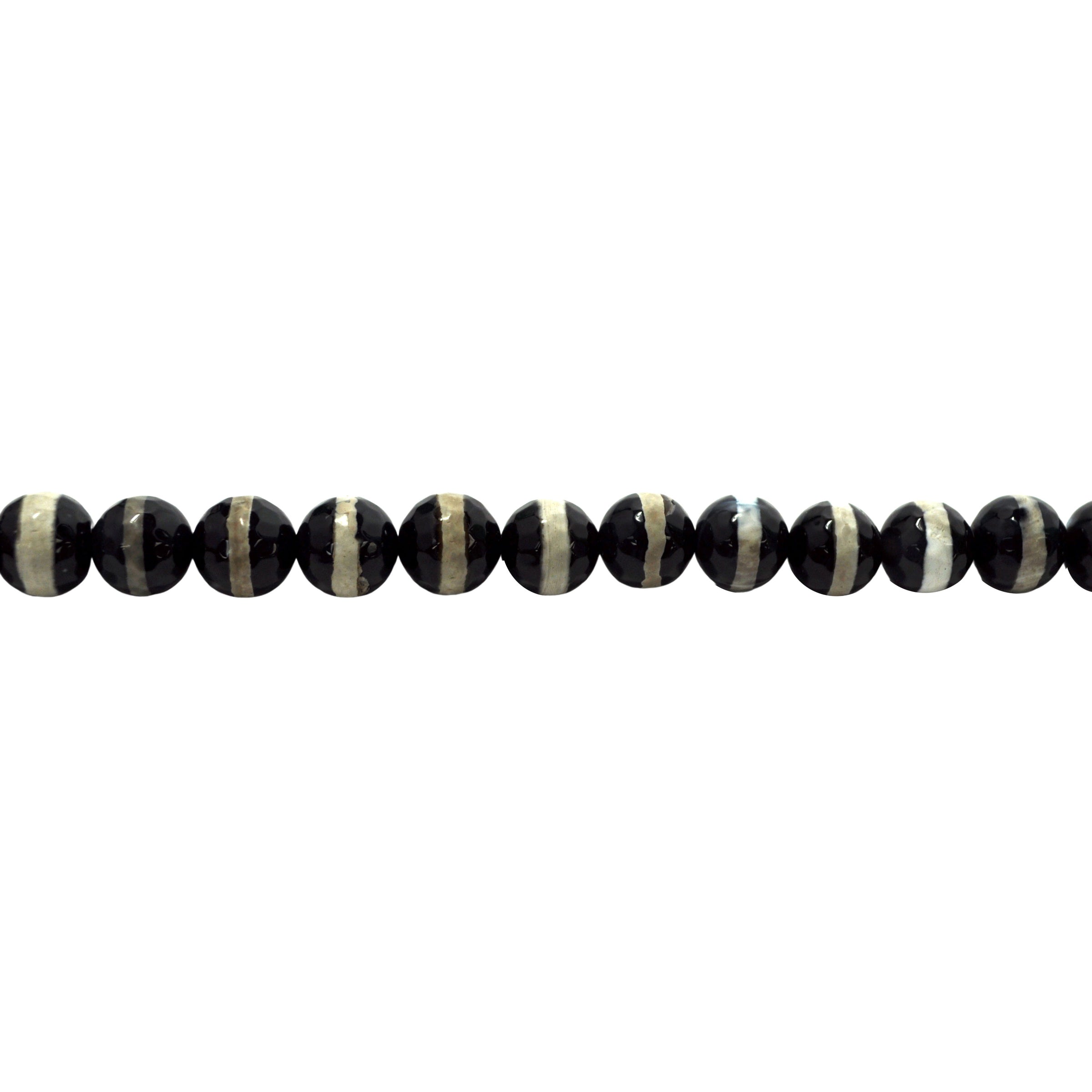 12mm Black Tibetan Striped Agate - Faceted