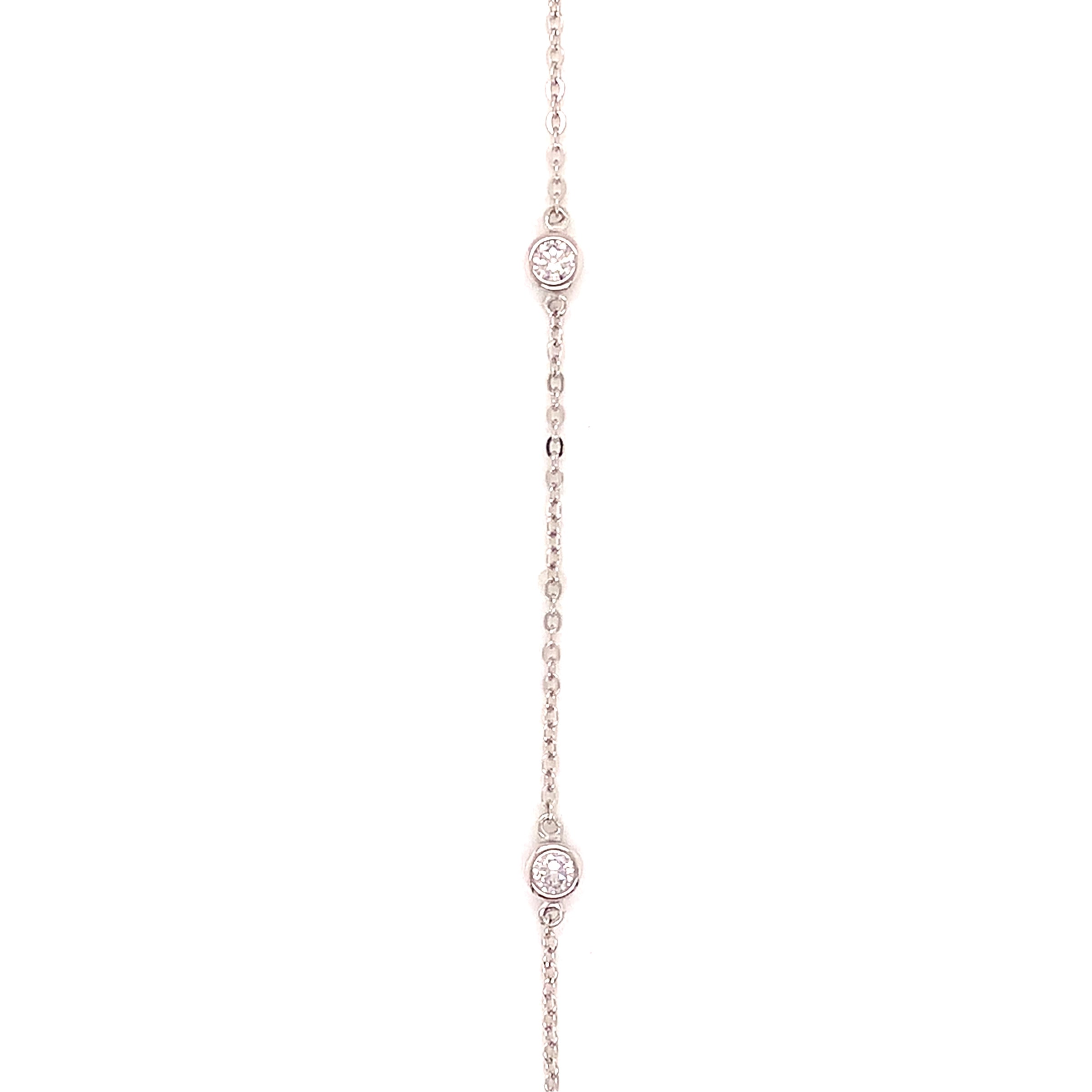 16" CZ Station Chain - Sterling Silver