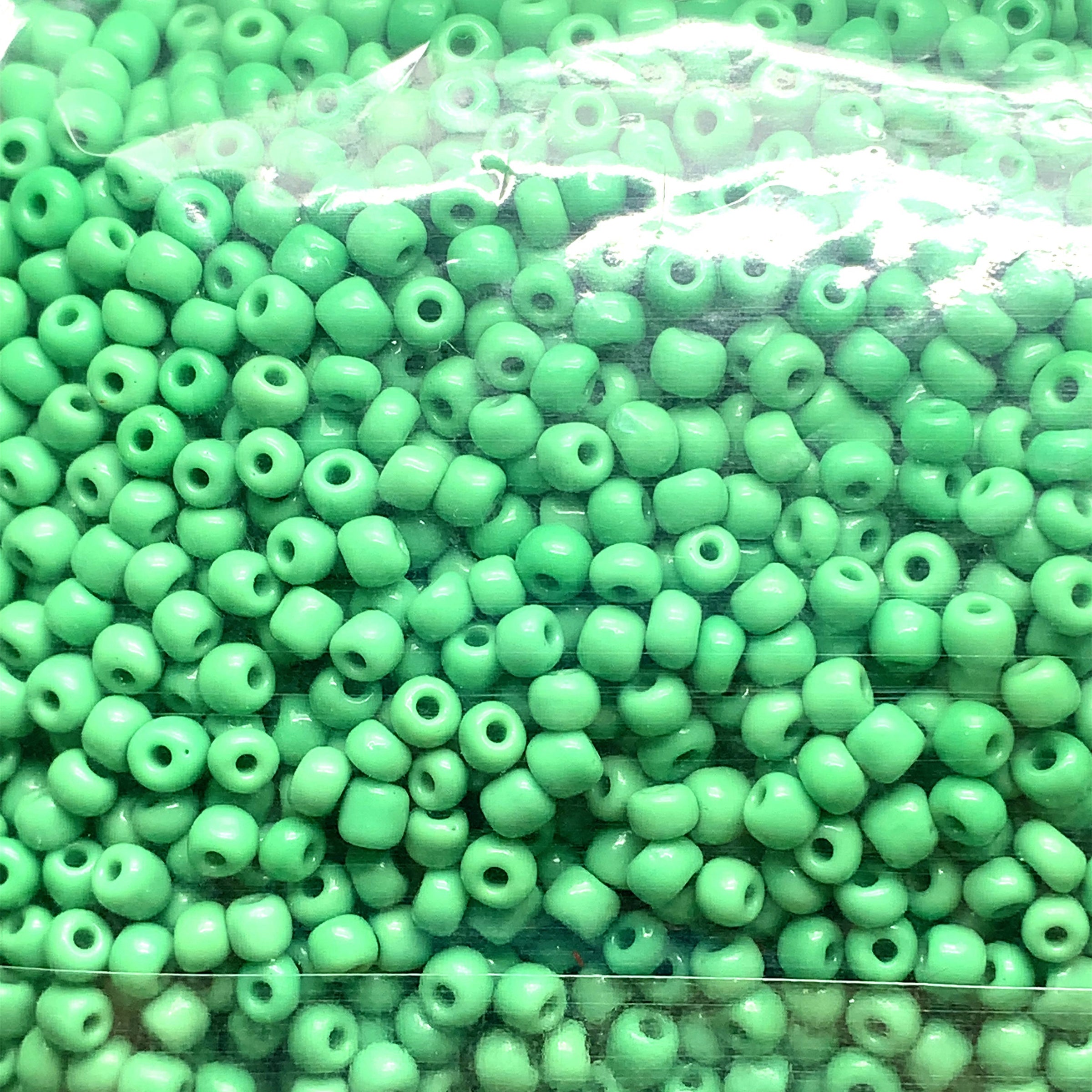3mm Opaque Green Glass Seed Beads  - 400g Per Bag