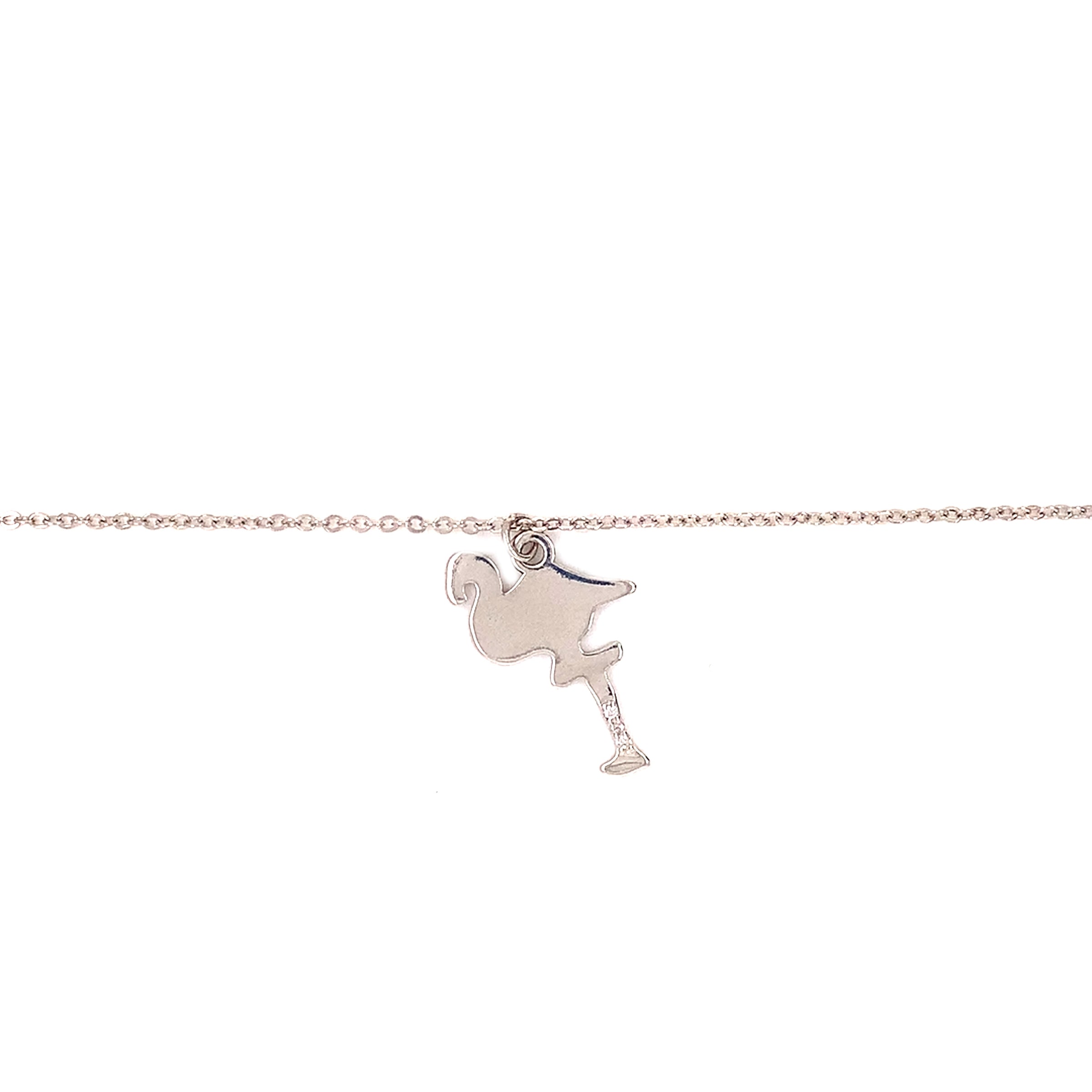 CZ Flamingo Necklace - Sterling Silver