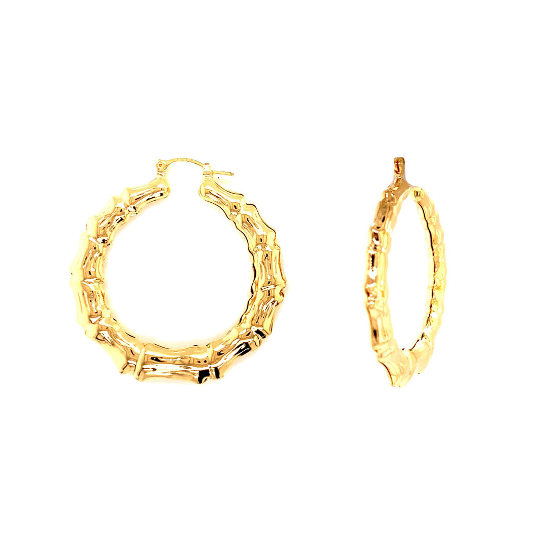 5mm x 45mm Bamboo Hoops  - Gold Filled