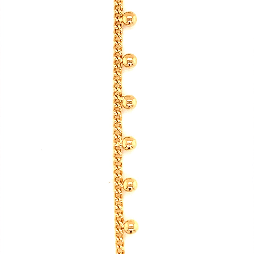 14" Curb Chain with Dangling Beads - Gold Filled