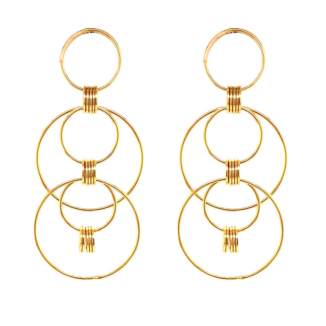 70mm Dangling Drop Earrings - Gold Filled