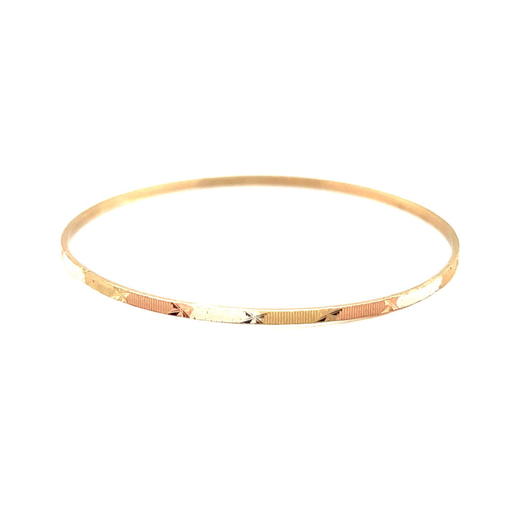 2mm Tri Color Bangle 2.5" - Gold Filled