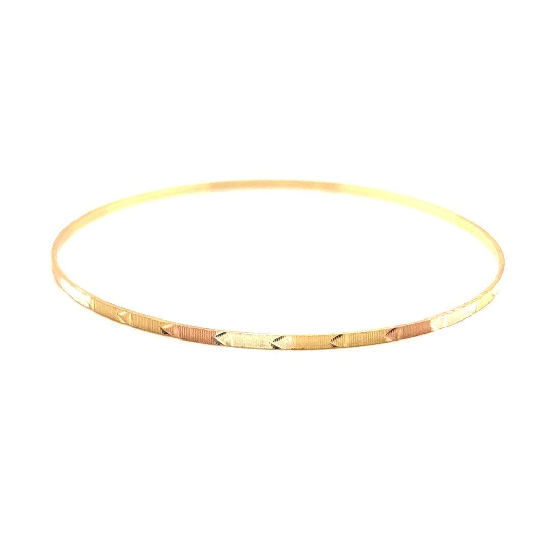 2mm Tri Color Bangle 2.75" - Gold Filled