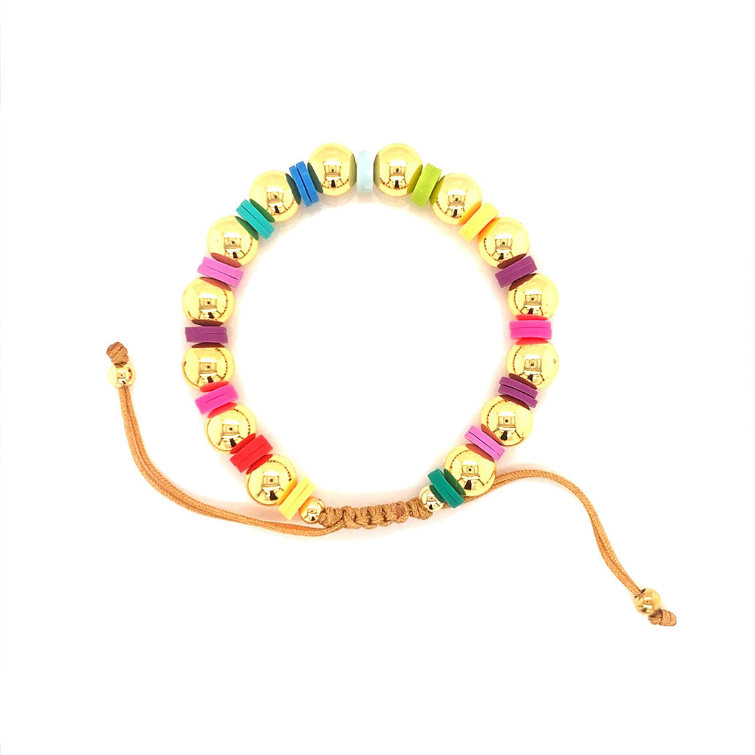 Adjustable Macrame Beaded Bracelet - Gold Plated