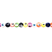 8mm Multicolor Evil Eye Ceramic Beads - Flat