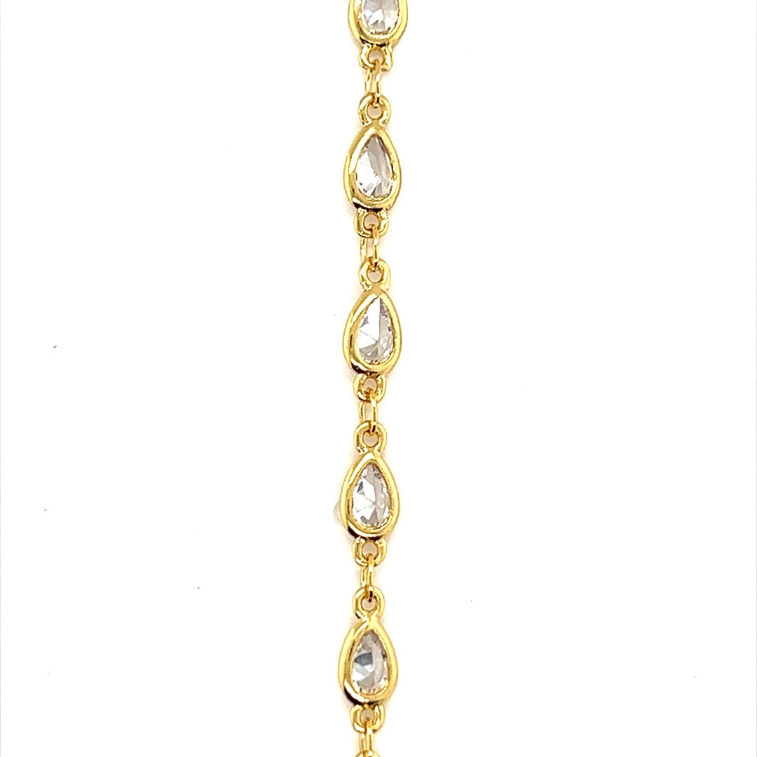CZ Teardrop Chain - Gold Plated - Price Per Foot