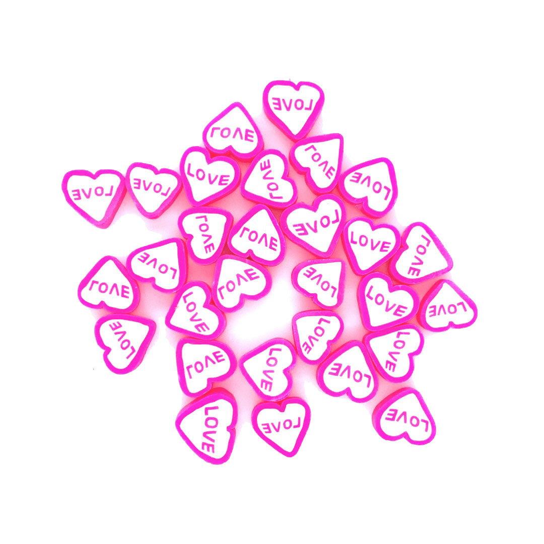 10mm Love Heart Polymer Clay Beads - Approx. 100 pcs