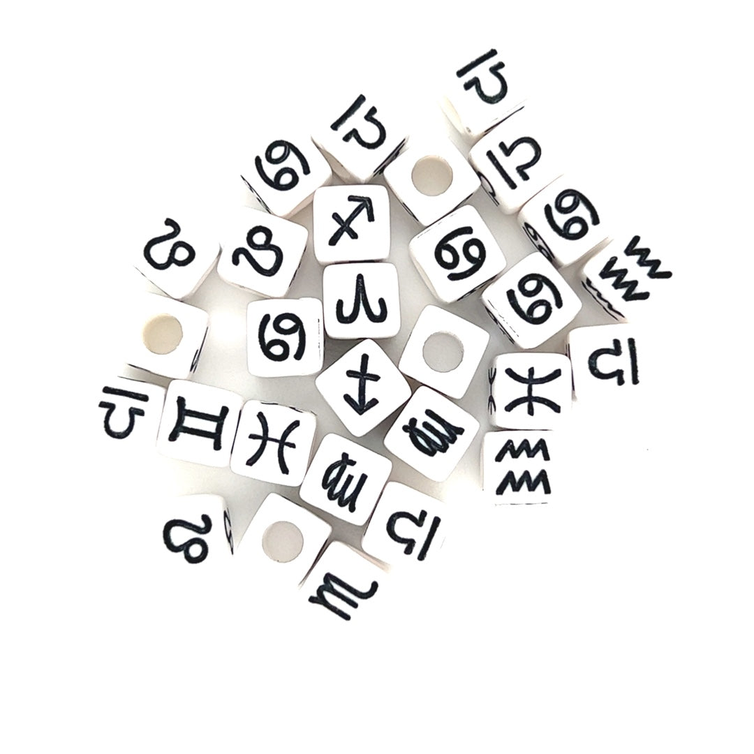 Assorted Black & White Zodiac Beads