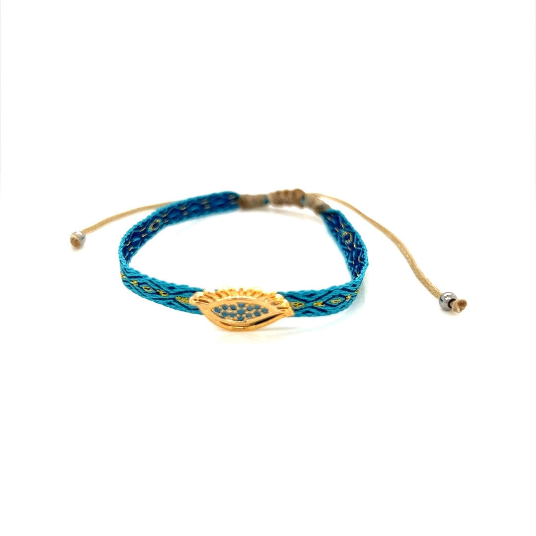 Evil Eye with Lashes Macrame Adjustable Bracelet