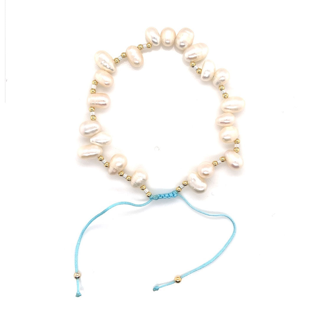 Freshwater Pearls Adjustable Macrame Bracelet