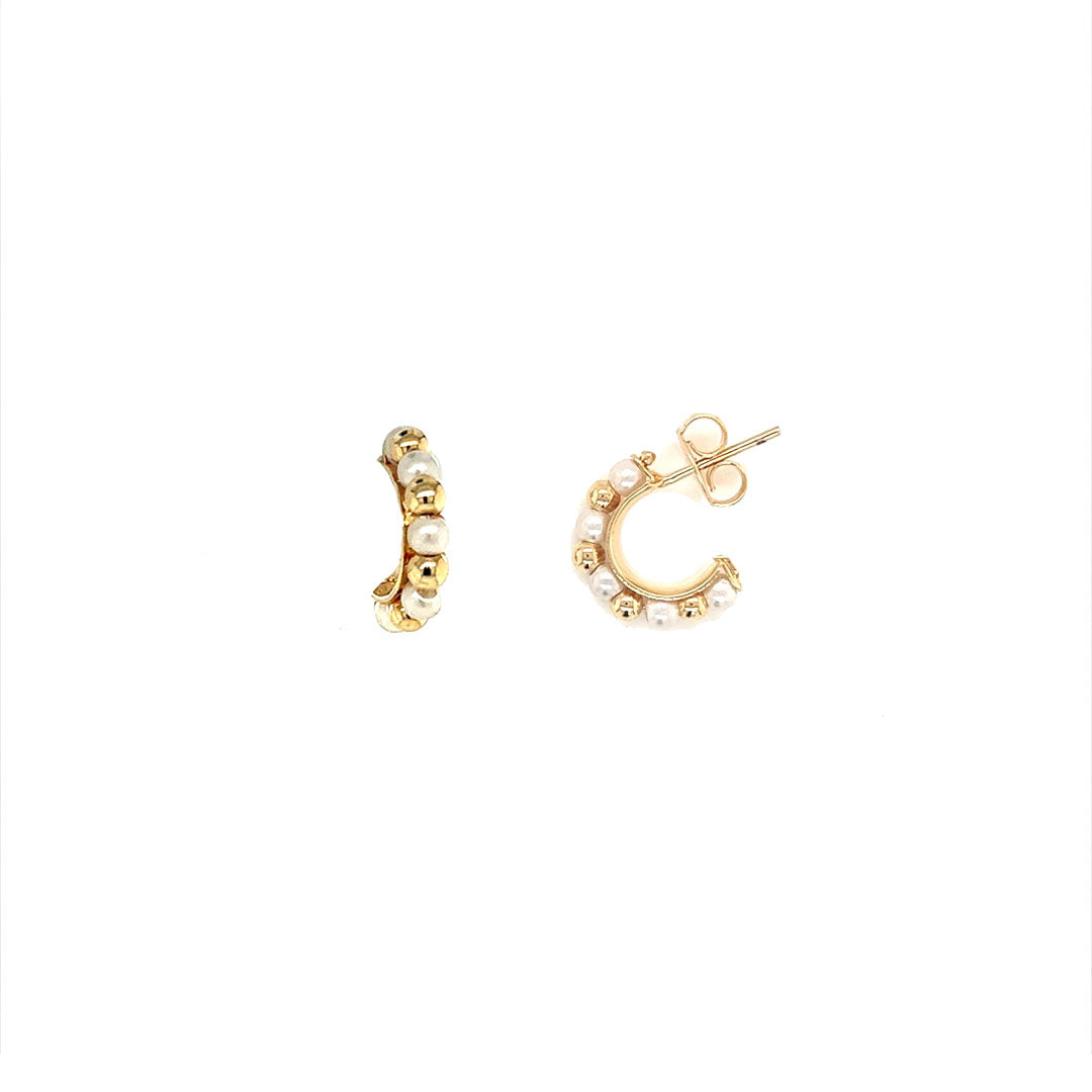 3mm x 13.5 Pearl Hoops - Gold Filled