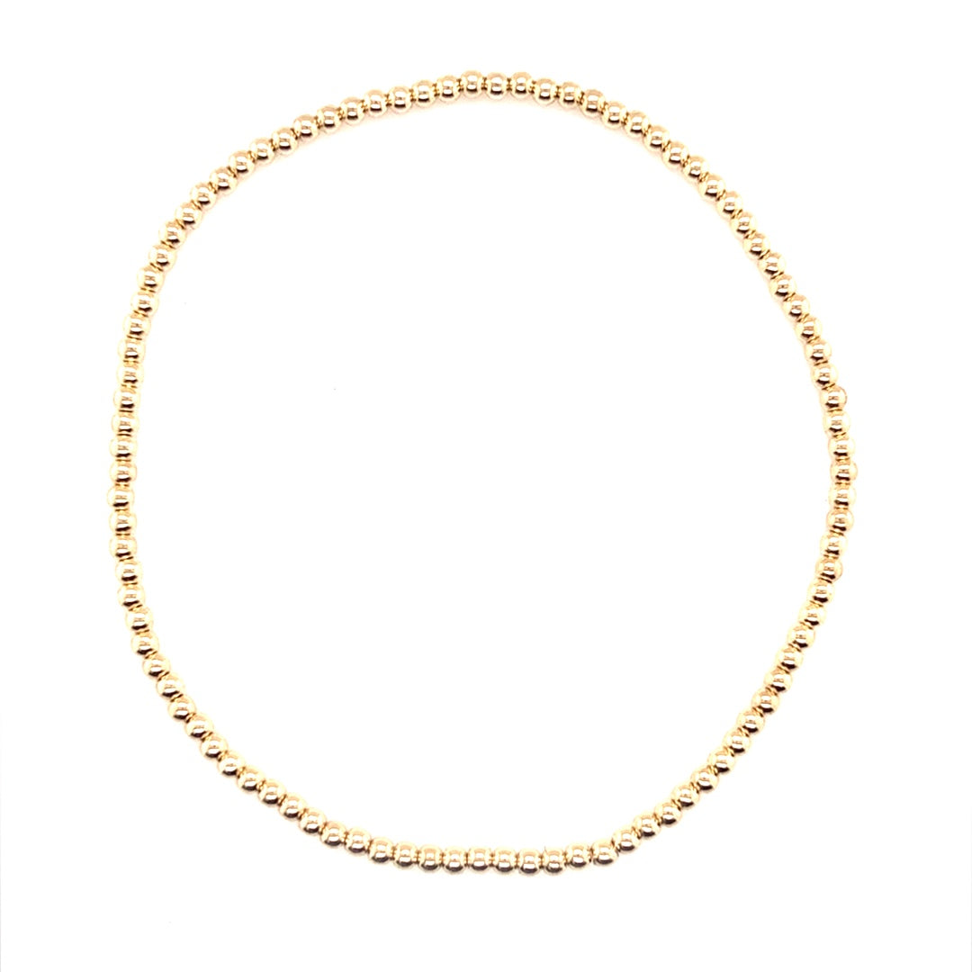 2mm Gold Filled Beaded Bracelet - 6.5"