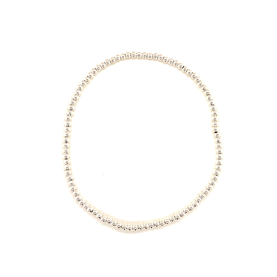 2mm Beaded Bracelet - Sterling Silver - 6.5"