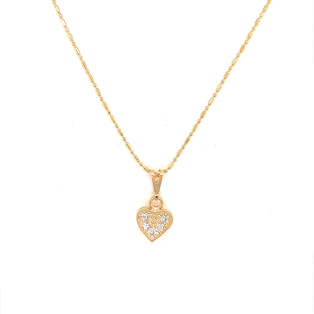CZ Heart Necklace - Gold Filled
