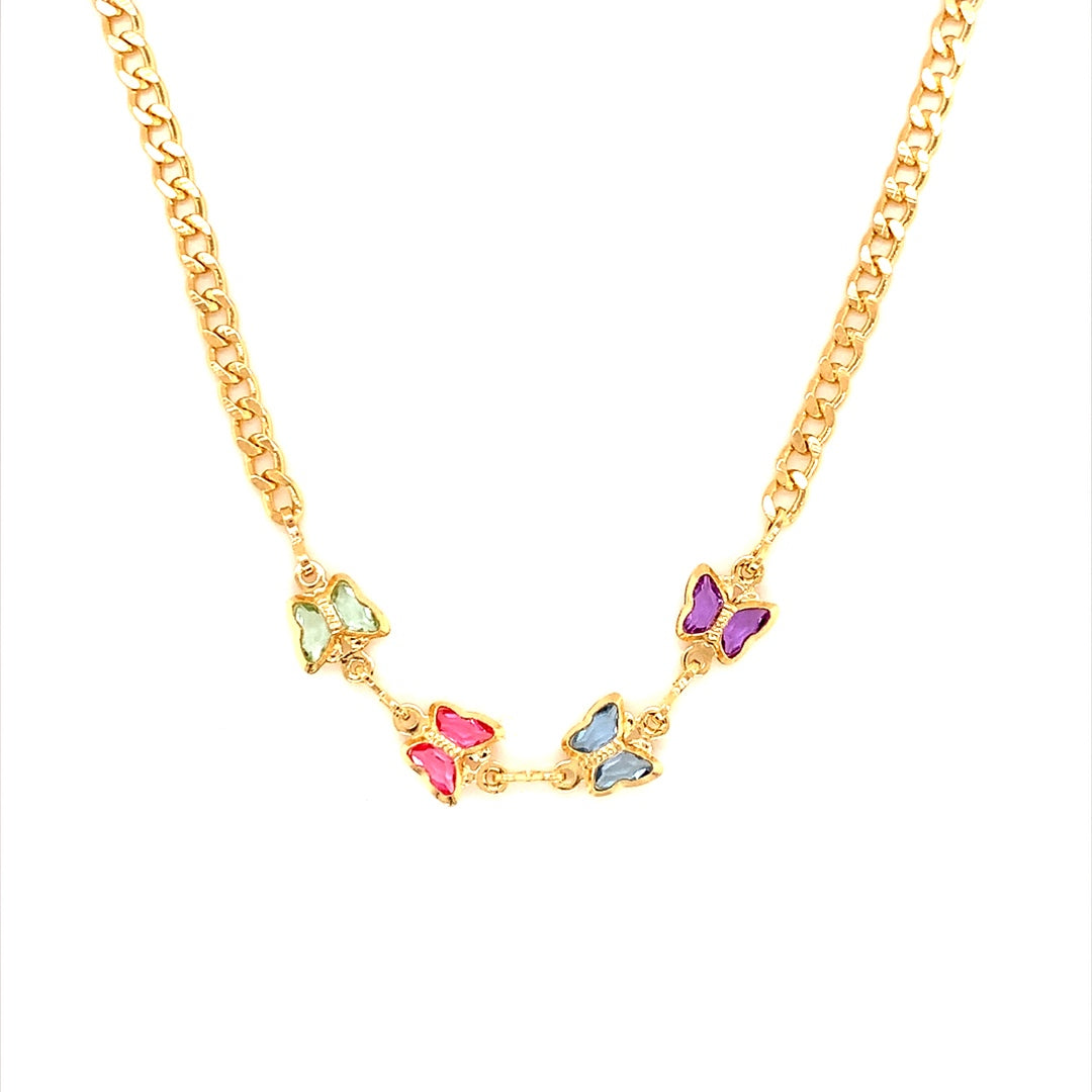 16" Curb Chain with Butterfly Accent - Gold Filled