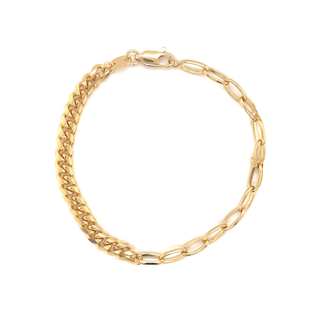 Paperclip & Curb Bracelet - Gold Filled - 7.5"
