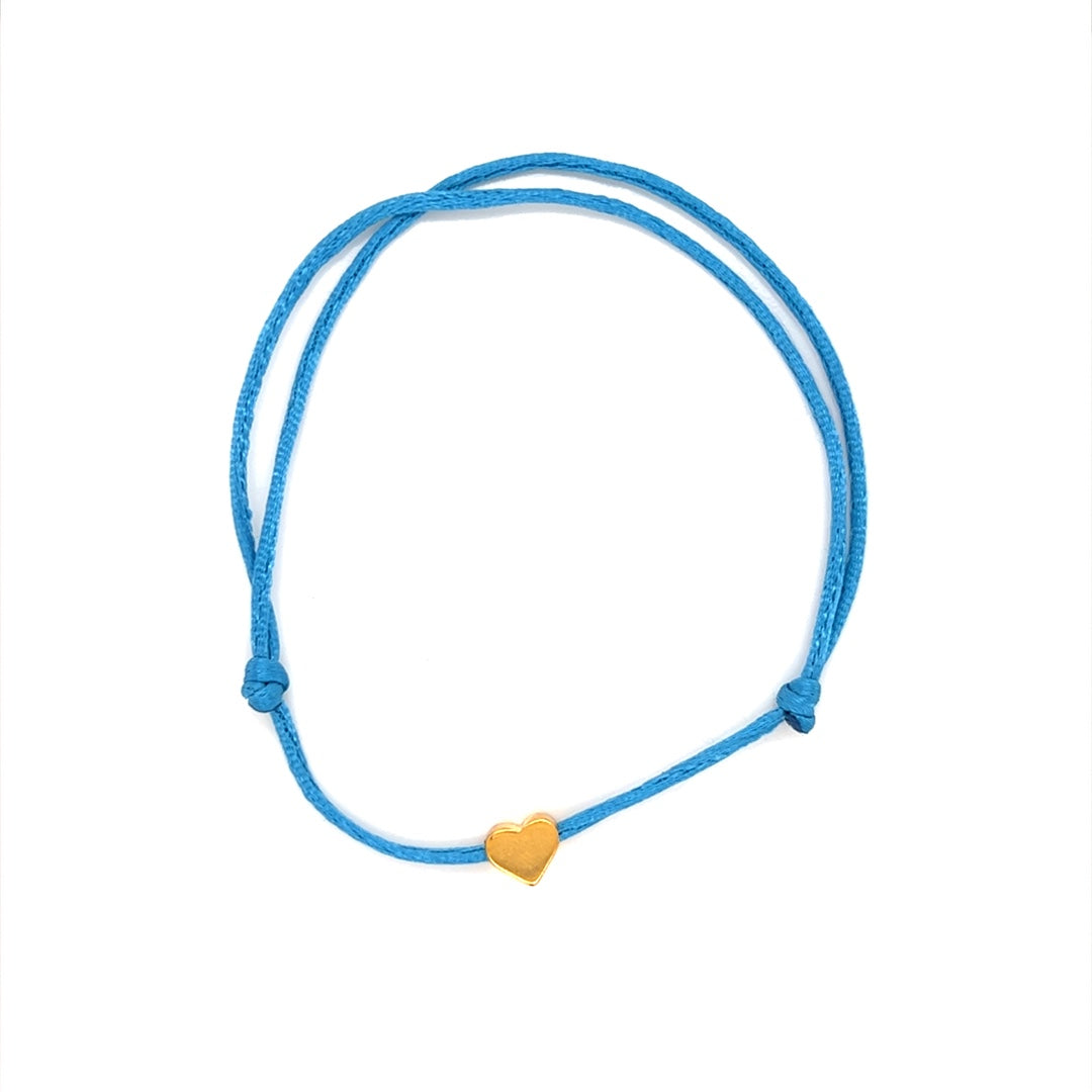 Blue Macrame Bracelet with Zinc Alloy Gold Heart
