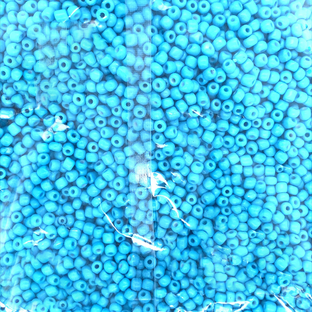 4mm Sky Blue Opaque Glass Seed Beads - 400g Per Bag