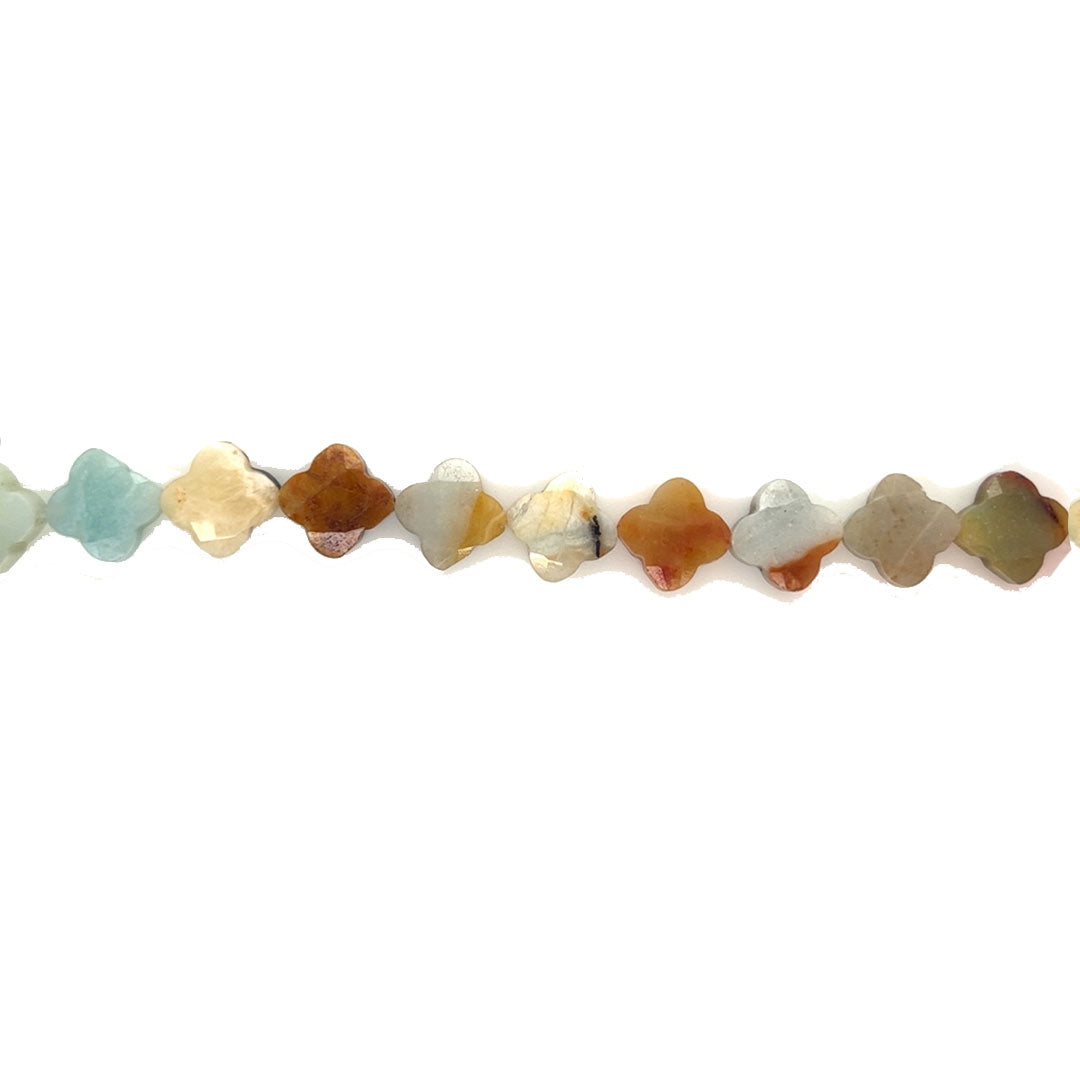 12.5mm Amazonite Faceted Four Leaf Clover Beads - 10 pcs.