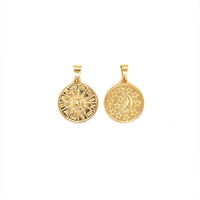 Double Sided Celestial Zodiac Pendant - Gold Filled