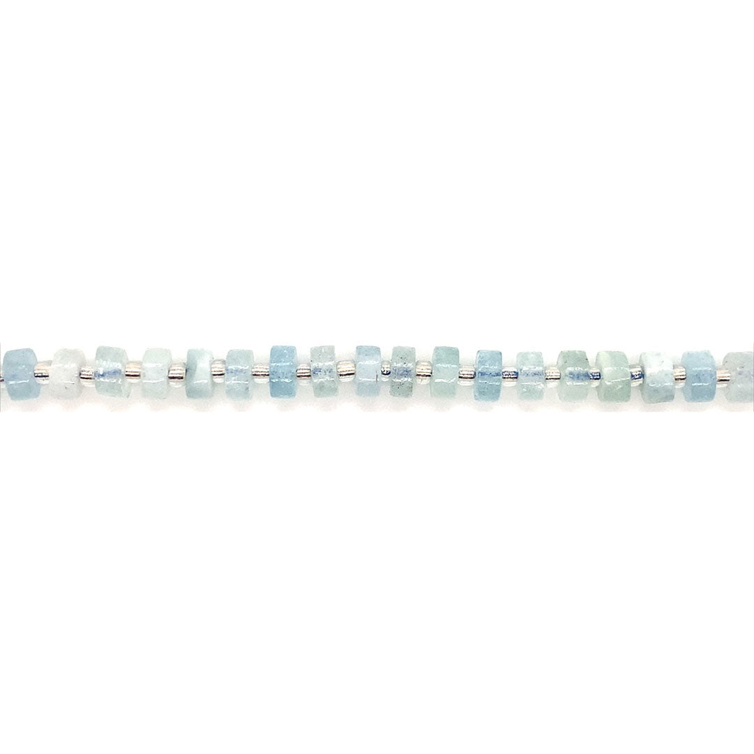 2.5mm x 6mm Aquamarine Heishi - Rondelles