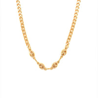 16" Curb Chain with Puff Accent & 2" Extension - Gold Filled
