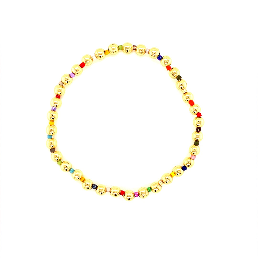 4mm Gold Beaded Bracelet - Gold Plated