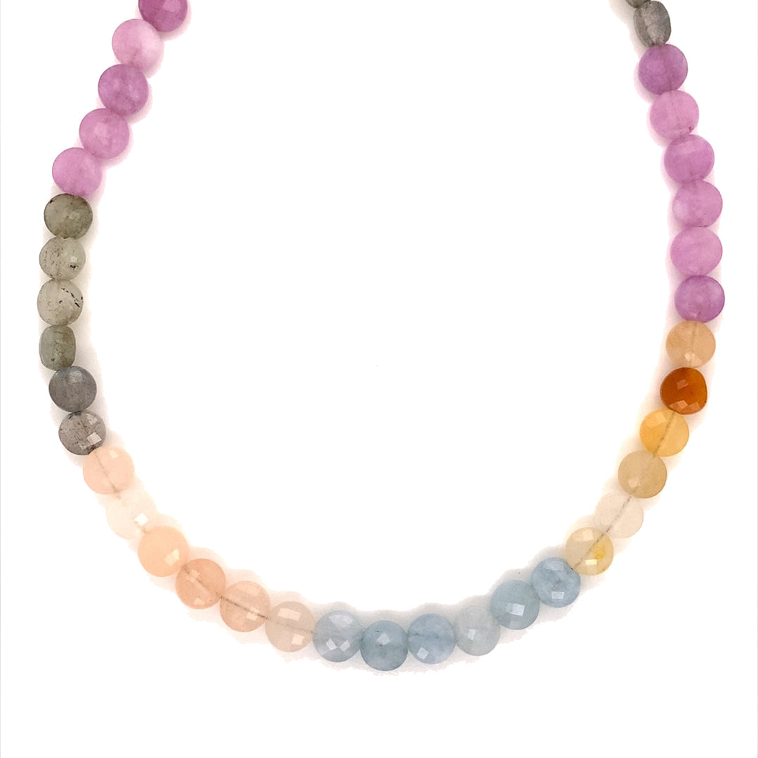 15" Sunstone & Pearl Necklace with 2" Extension - Gold Plated