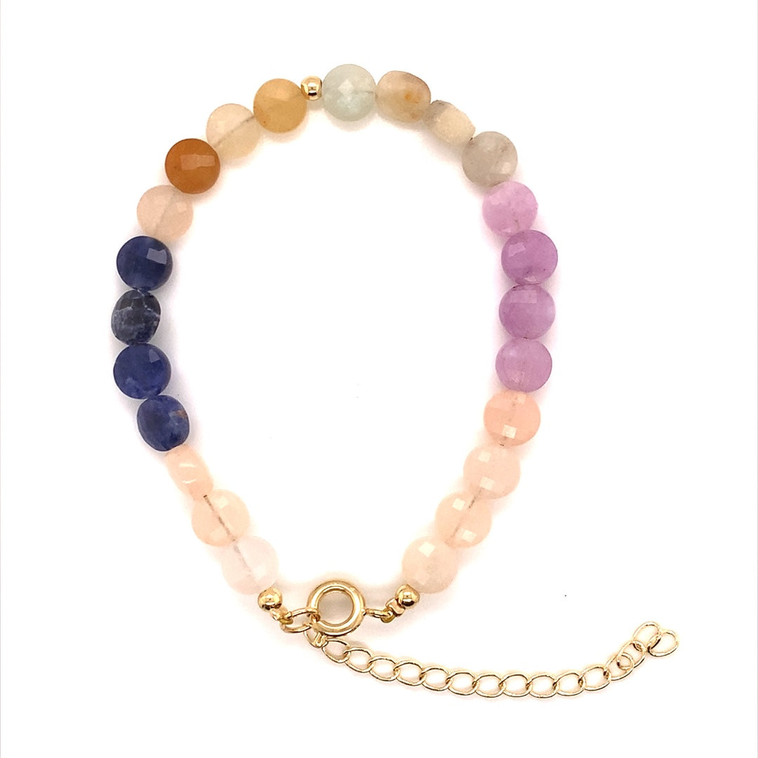 Gradient Gemstone Bracelet - 6.5" - Gold Plated